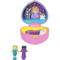 Polly Pocket Keepsake Collection Royal Ball Jewelry Set, Unicorn Castle Theme, 2 Dolls, Ring & Ring Box, Earrings, Bracelet, Ages 4 Years Old & Up [Amazon Exclusive]