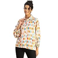 Bishop Sleeves Collar Printed Rayon Shirt - Women's Stylish Shirt