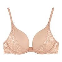 Women's Microfiber and Lace Push Up Plunge Bra