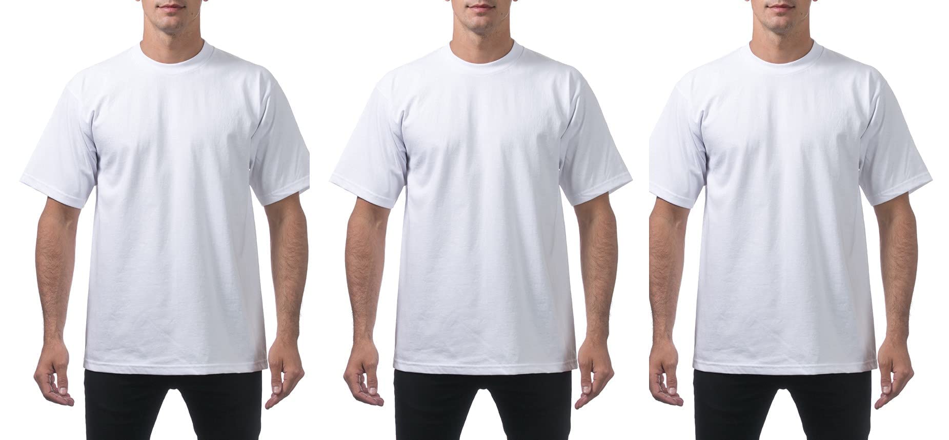 Pro Club Men's 3-Pack Heavyweight Cotton Short Sleeve Crew Neck T-Shirt, White, Large-Tall