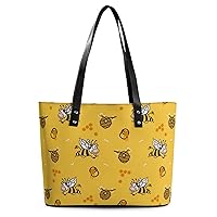 Happy Cow Bee Honey Hive Printed Purses and Handbags for Women Vintage Tote Bag Top Handle Ladies Shoulder Bags for Shopping Travel