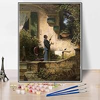 DIY Oil Painting Kit,The Reading Painting by Carl Spitzweg Arts Craft for Home Wall Decor