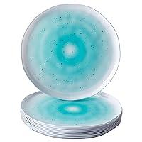 Silver Spoons TURQUOISE APPETIZER PLATES | Ocean Ripples Design | Lava Collection | 9” - 10 PC