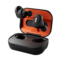 Skullcandy Grind Fuel In-Ear Wireless Earbuds with Wireless Charging, 40 Hr Battery, Skull-iQ, Alexa Enabled, Microphone, Works with iPhone Android and Bluetooth Devices - True Black/Orange