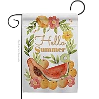 Hello Fruity Garden Flag Food Fruits Pineapple Strawberry Apple Watermelon Tropical Aloha Summer House Decoration Banner Small Yard Gift Double-Sided, Made in USA