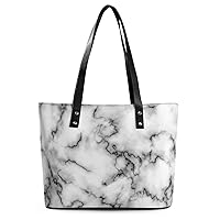 White Marble Stone Printed Purses and Handbags for Women Vintage Tote Bag Top Handle Ladies Shoulder Bags for Shopping Travel