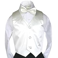 2pc Ivory Bow Tie Vest Set Boy Wedding Party Graduation Formal Suit Sm-20
