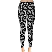 CowCow Womens Turtles Dolphins Lobster Crab Whale Fish Penguins Sea Animal Seahorse Jellyfish Shells Leggings, XS-5XL