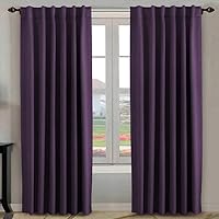 H.VERSAILTEX Blackout Curtains Thermal Insulated Window Treatment Panels Room Darkening Blackout Drapes for Living Room Back Tab/Rod Pocket Bedroom Draperies, 52 x 84 Inch, Plum Purple, 2 Panels