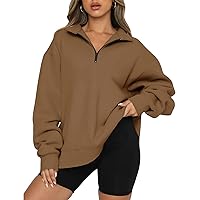 BTFBM Women's Quarter Zip Sweatshirt 2024 Fall Spring Oversized Casual Hoodies Long Sleeve Workout Pullover Y2K Clothes