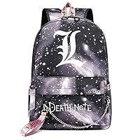 Anime Death Note 15.6 Inch Laptop Backpack Rucksack Bookbag with Keychain Stainless Steel Chain Gray Galaxy / 3