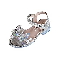 Kid Strap Girls Sandals Grils Dress Shoes Wedding Party Open Toe Butterfly Sandals For Toddler To Big Big Kids Size 6