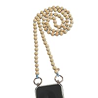 iPhone 13 Pro Beaded Long Around the Neck Cell Phone Holder, Lanyard, Tether, Chain, Strap or Leash! For Hands free use! Comes with iPhone 13 Pro Case (Natural with Blue Cord iPhone 13 Pro)