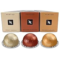 European Version, VertuoLine Barista Creations Variety: Sweet Vanilla, Golden Caramel, Roasted Hazelnut - 30 Coffee Capsules