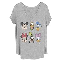 Disney Women's Classic Mickey Always Trending Stack Junior's Plus Short Sleeve Tee Shirt