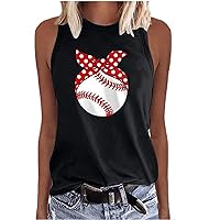 Cute Cartoon Baseball Tank Tops for Womens Mother's Day Funny Print Sleeveless Tees Shirts Summer Causal Loose Fit Blouses