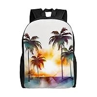 Laptop Backpack 16.1 Inch with Compartment Palm Trees Sunset Laptop Bag Lightweight Casual Daypack for Travel