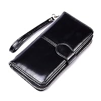 Andongnywell Retro Long Wallet Large Capacity Clutch Multi-Function Phone Bag Leather Retro Coin Purse Credit Card Package