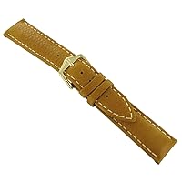 16mm Hirsch Traveller Honey Brown Genuine Leather Stitched Padded Watch Band