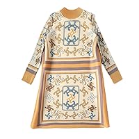 Dress for Women Retro Printed Dress Large Size Women's Clothing Long Sleeves Mother Wide Dress Lady