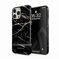 Phone Case Compatible with iPhone 13 PRO MAX - Noir Origin Black Marble Cute Case for Girls Thin Design Durable Hard Plastic Protective Case