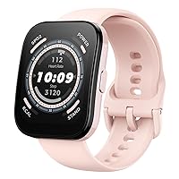 Amazfit Bip 5 Smart Watch, GPS, Bluetooth Calling, 10-Day Battery, Ultra-Large Display, Step Tracking, Heart-Rate Monitoring & VO2 Max, Sleep & Health Monitoring, Alexa Built-In, AI Fitness App (Pink)