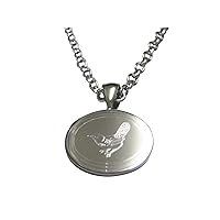 Silver Toned Oval Etched Wren Bird Pendant Necklace