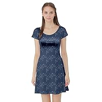 CowCow Womens Summer Dress Whales Marine Ocean Shark Octopus Crab Penguins Sea Animal Short Sleeve Dress, XS-5XL