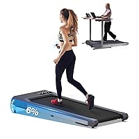 Treadmills with Incline, Under Desk Walking Pad 320lb Capacity, Small Treadmill for Home Office Smart Treadmill Works with ZWIFT KINOMAP Apple Health WELLFIT, AI Voice Control Easy to Move and Store