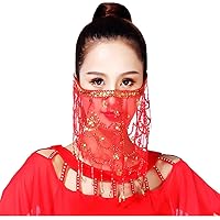 Lauthen.S Face Veil with Sequins Beads Tribal Belly Dance Halloween Accessory
