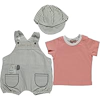 Baby Boy 3-Piece T-shirt, Romper and Hat Clothing Set, 100% Cotton Newborn Baby Boy Gift Set Striped Zebra