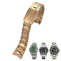 20mm Hight Quality 316L Stainless Steel Curved End Watchband Fit for Rolex Submariner Fine-Tuning Pull Button Clasp Watch Strap (Color : Rose Gold, Size : 20mm)
