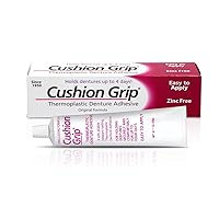 Cushion Grip Thermoplastic Denture Adhesive for Refitting and Tightening Loose Dentures [Not a Glue Adhesive, Acts Like a Soft Reliner] (1 Oz) Hold Dentures for Up to 4 Days.