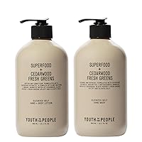 Youth To The People Hand + Body Care Duo - Spa Skincare Bundle Giftset - Superfood Antioxidant Hand Wash (13.1oz) - Superfood + Cedarfood Fresh Greens Hand + Body Lotion (13.1oz) - Scented Fragrance