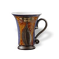 Danko Pottery Blue and Orange Ceramic Cat Mug - Handmade, Wheel Thrown, Matte Finish - Funny Gift - Choose Your Size! (Capacity 13 fl. oz)