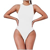 Womens Sleeveless Bodysuit Tank Top Sexy Crewneck Racerback Body Suits Going Out Catsuit Trendy Leotard Clothing