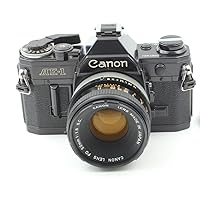 Canon AE-1 35mm SLR Film Manual Focus Camera (Black) with 50MM Canon FD mount lens. (Renewed)