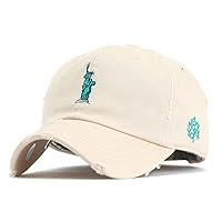 The Statue of Liberty NY NYC Logo Vintage Washed Cotton Distressed Baseball Cap Dad Hat