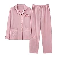 Women Pajama Sets Long Sleeve Sleepwear Classic Button Down Pj Sets Soft Loungewear Nightwear Shirt and Pants Lounge Sets