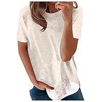 Women's T-Shirts Crew Neck Dandelion Print Short Sleeve Casual Tee Tops Cute Graphic Shirts Trendy Basic Blouse