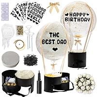 Surprise Gift Box for Women with Bobo Balloon & Letters for Happy Birthday, Mother’s Day, Valentine's Day, Anniversary. Premium Present with Mock Flowers (Black)