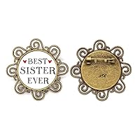 Best Sister Ever Flower Brooch for Girls, medium