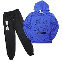 Little Girls Spy x Family Pullover Hooded Sweatshirt Set,Comfy Long Sleeve Anya Forger Tops+Pants for Daily Wear