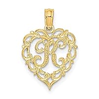 14k Gold K Script Letter Name Personalized Monogram Initial In Love Heart Pendant Necklace Measures 17.3x12.57mm Wide 0.6mm Thick Jewelry for Women