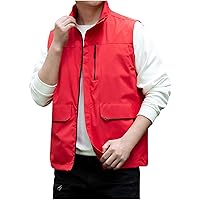 Men's Golf Lightweight Photo Vest Travel Hunting Fishing Vest Sleeveless Outdoor Work Jacket with Multi Pockets