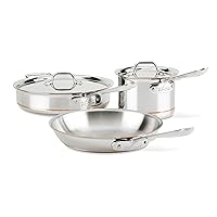 All-Clad Copper Core 5-Ply Stainless Steel Cookware Set, 5 Piece, Induction, Oven Broiler Safe 600F, Pots and Pans, Sauce Pan, Saute Pan, Cookware, Silver