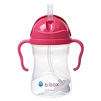 b.box Sippy Cup with Weighted Straw. Drink from any Angle, Leak Proof, Spill Proof, Easy Grip. BPA Free, Dishwasher Safe. For Babies 6m+ to Toddlers (Raspberry, 8oz)