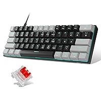 MageGee 60% Mechanical Keyboard with Red Switches and Sea Blue Backlit Small Compact Portable 60 Percent Gaming Keyboard Gamer(Grey Black)