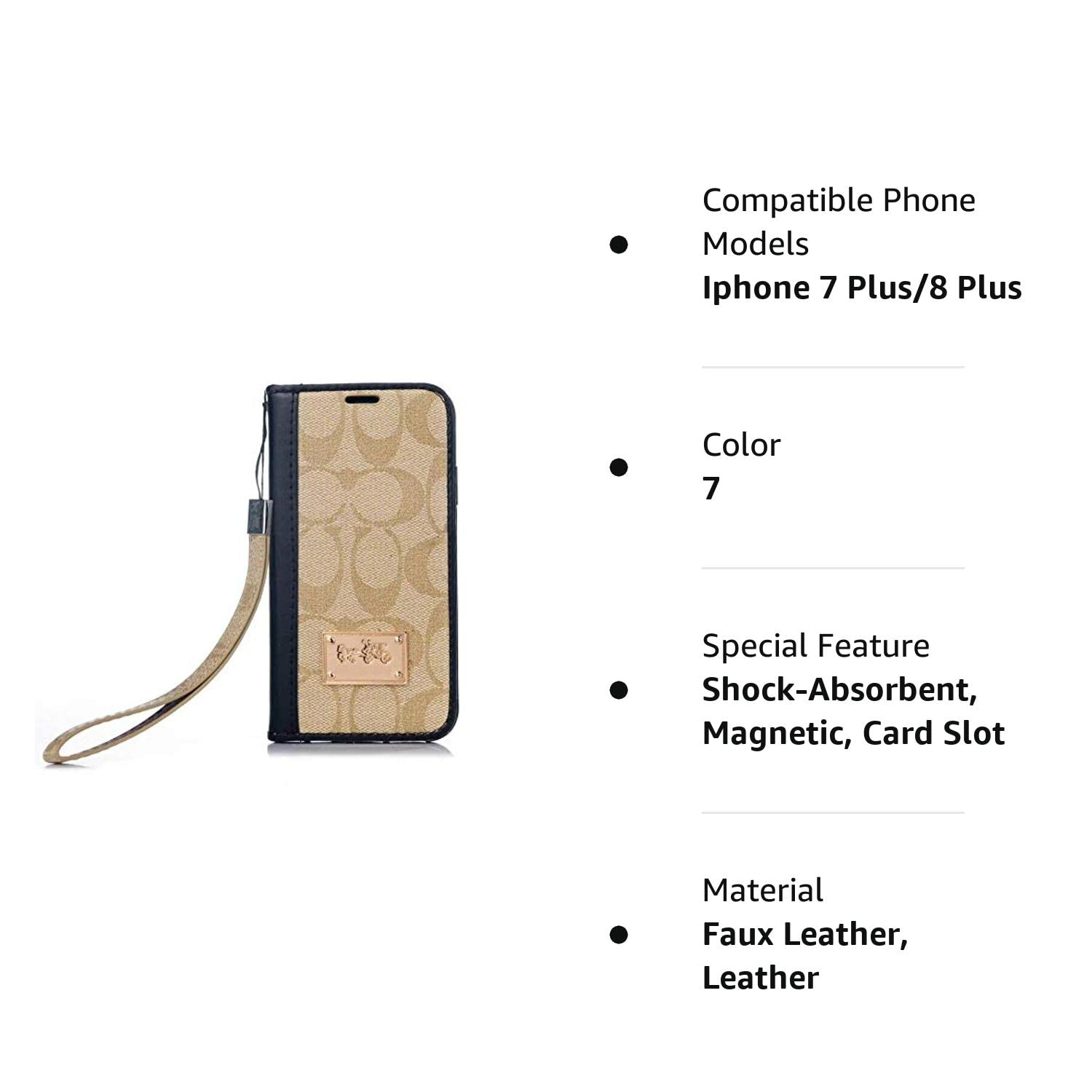 iPhone 7 Plus/8 Plus case,Luxury Monogram iPhone 7 Plus/8 Plus Wallet Case,Premium  Magnetic Leather Shockproof Wallet Flip Protective Cover with Credit Card  Slot for Apple iPhone 7 Plus/8 Plus 5.5 : 