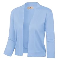 GRACE KARIN Women's 3/4 Sleeve Knit Cropped Cardigan Sweaters Open Front Bolero Shrugs Coat Tops S-3XL